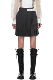 Helmut Lang - Grey Wool Mini Kilt Skirt