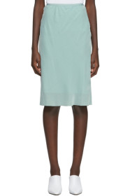 Helmut Lang - Blue Silk Velvet Slip Skirt