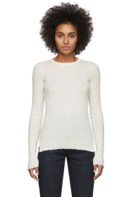 Helmut Lang - White Rib Crewneck Sweater