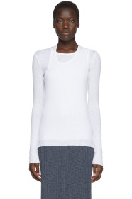 Helmut Lang - White Double Layer Long Sleeve T-Shirt