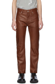 Helmut Lang - Pantalon brun Raw Leather Masc Hi Straight