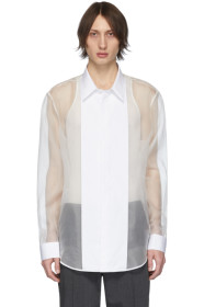 Helmut Lang - Chemise en organza de soie blanc cassé Tuxedo