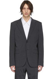 Helmut Lang - Blazer en laine gris Crushed