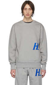 Helmut Lang - Pull molletonné à col ras du cou gris Monogram