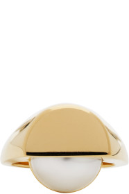 Maison Margiela - Gold Pearl Cut Chevalier Ring