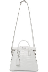 Maison Margiela - 白色中号 5AC 鳄鱼纹单肩包