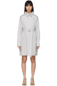 Maison Margiela - Robe en popeline grise Double Collar