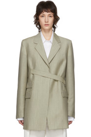 Maison Margiela - Green Mélange Mohair & Wool Wrap Blazer
