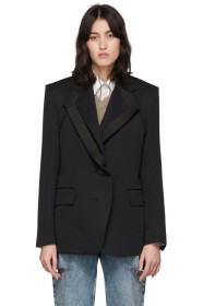 Maison Margiela - 黑色 Double Collar 不对称式西装外套