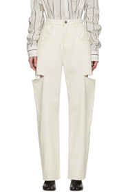 Maison Margiela - 灰白色 Thigh Slit 牛仔裤