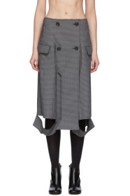 Maison Margiela - Grey Houndstooth Double-Breasted Skirt