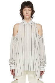 Maison Margiela - White Striped Open Shoulder Shirt