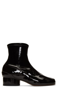 Maison Margiela - Bottes en cuir verni noires Tabi