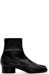 Maison Margiela - Bottes en cuir extensible noires Tabi