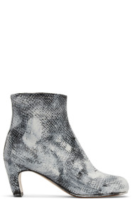 Maison Margiela - Black & White Python Painted Tabi Boots