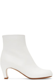 Maison Margiela - White Leather Tabi Ankle Boots