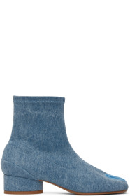Maison Margiela - Bottes en denim bleues Low Heel Tabi