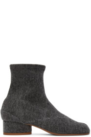 Maison Margiela - Bottes en denim noires Low Heel Tabi