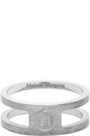 Maison Margiela - Bague à logo argentée Décortiqué