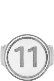 Maison Margiela - Bague à logo en émail argentée
