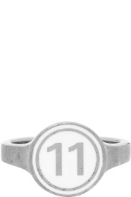 Maison Margiela - Bague à logo en émail argentée
