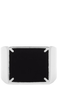 Maison Margiela - Bague argentée et noire 4-Stitches