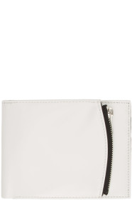 Maison Margiela - Portefeuille en cuir de veau à glissière blanc et noir Folded