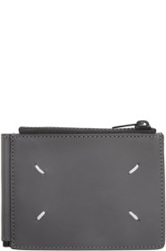 Maison Margiela - グレー レザー クリップ バイフォールド ウォレット