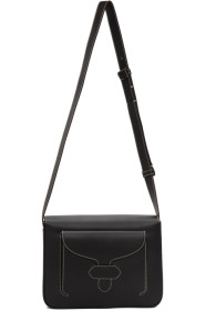 Maison Margiela - Black Leather Stitch Messenger Bag