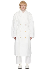 Maison Margiela - Manteau en nylon à double boutonnage blanc cassé
