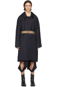 Maison Margiela - Manteau en sergé bleu marine et beige Cavalry