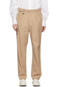 Maison Margiela - Tan Cotton Pleated Trousers