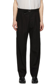 Maison Margiela - Black Cotton Pleated Trousers