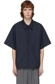 Maison Margiela - Navy Heavy Poplin Short Sleeve Shirt