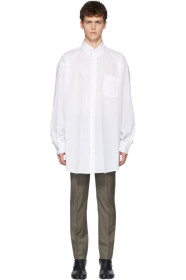 Maison Margiela - ホワイト オーバーサイズ ボイル ストライプ シャツ