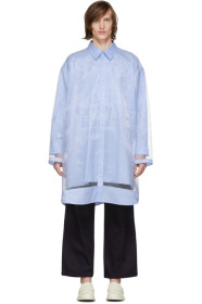 Maison Margiela - Chemise surdimensionnée ornée d'organza bleue