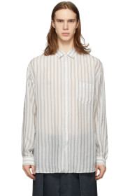 Maison Margiela - White & Blue Striped Long Sleeve Shirt