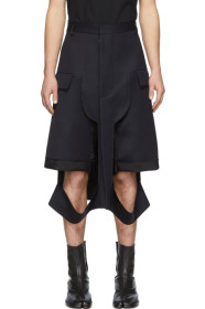 Maison Margiela - Short en laine bleu marine Deconstructed