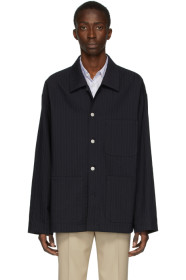 Maison Margiela - Blouson à rayures fines bleu marine