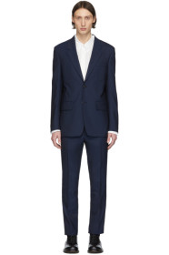 Maison Margiela - Costume en popeline de laine bleu marine