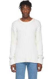 Maison Margiela - Off-White Ribbed Sweater