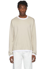 Maison Margiela - Beige & White Rib Detail Sweater