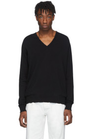 Maison Margiela - Black Wool V-Neck Sweater