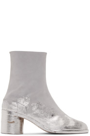 Maison Margiela - Bottes en suède grises et argentées Tabi