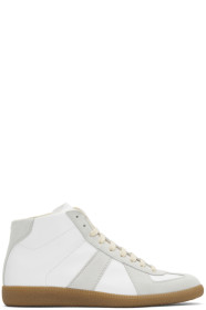 Maison Margiela - Baskets montantes blanches et grises Replica