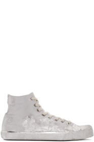 Maison Margiela - Baskets montantes grises et argentées Tabi