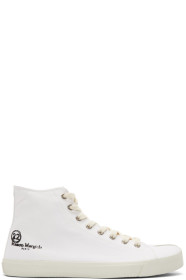 Maison Margiela - Baskets montantes en toile blanches Tabi