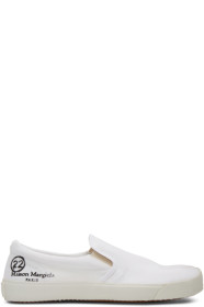 Maison Margiela - Baskets à enfiler en toile blanches Tabi