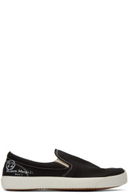 Maison Margiela - Baskets à enfiler en toile noires Tabi