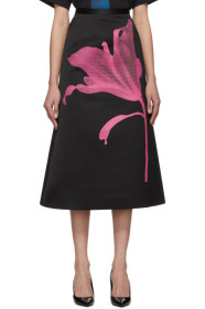 Christopher Kane - 黑色 Anthomania 缎面半身裙